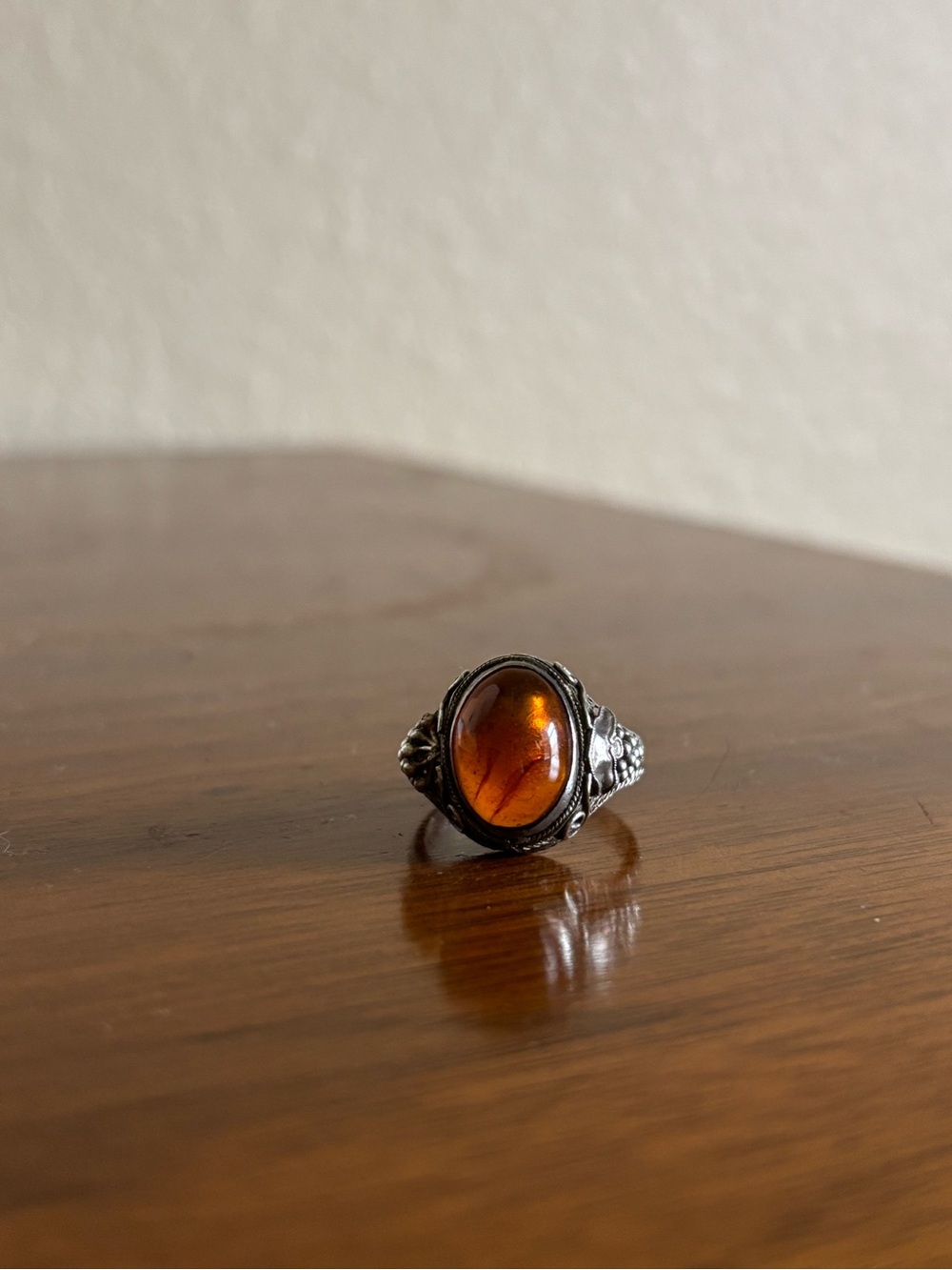 Vintage sterling silver amber ring silver amber ring